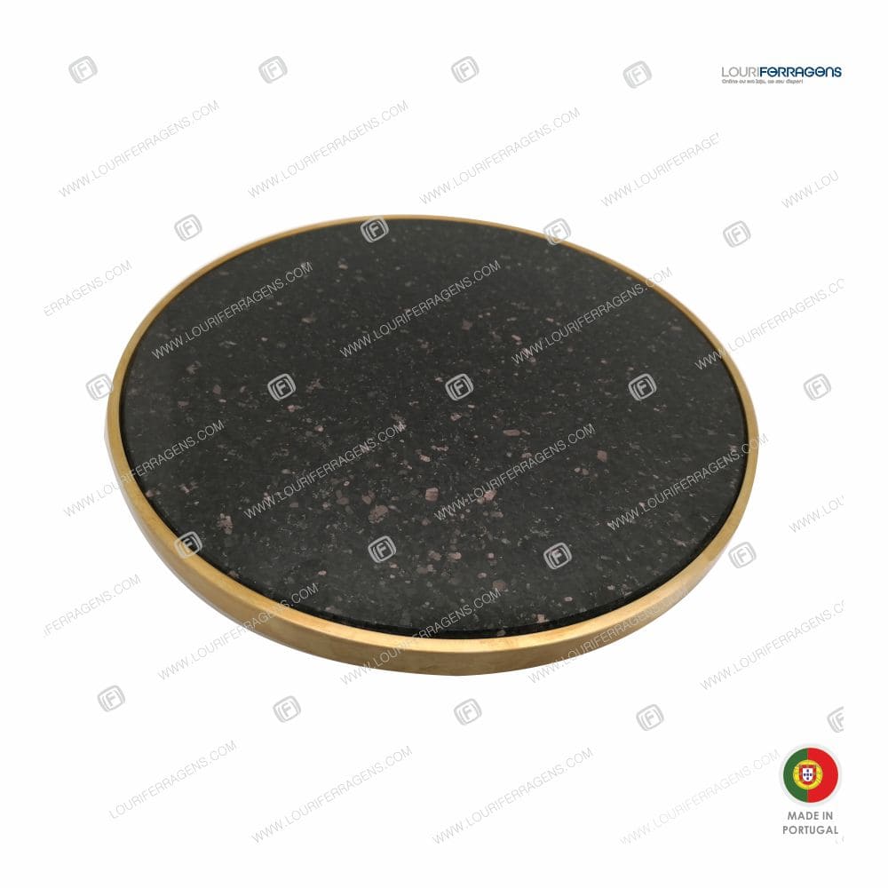 Puxador-asa-porta-moderna-circular-redonda-latao-dourado-escovado-300mm-com-decoracao-pedra-black-galaxy-louriferragens-2
