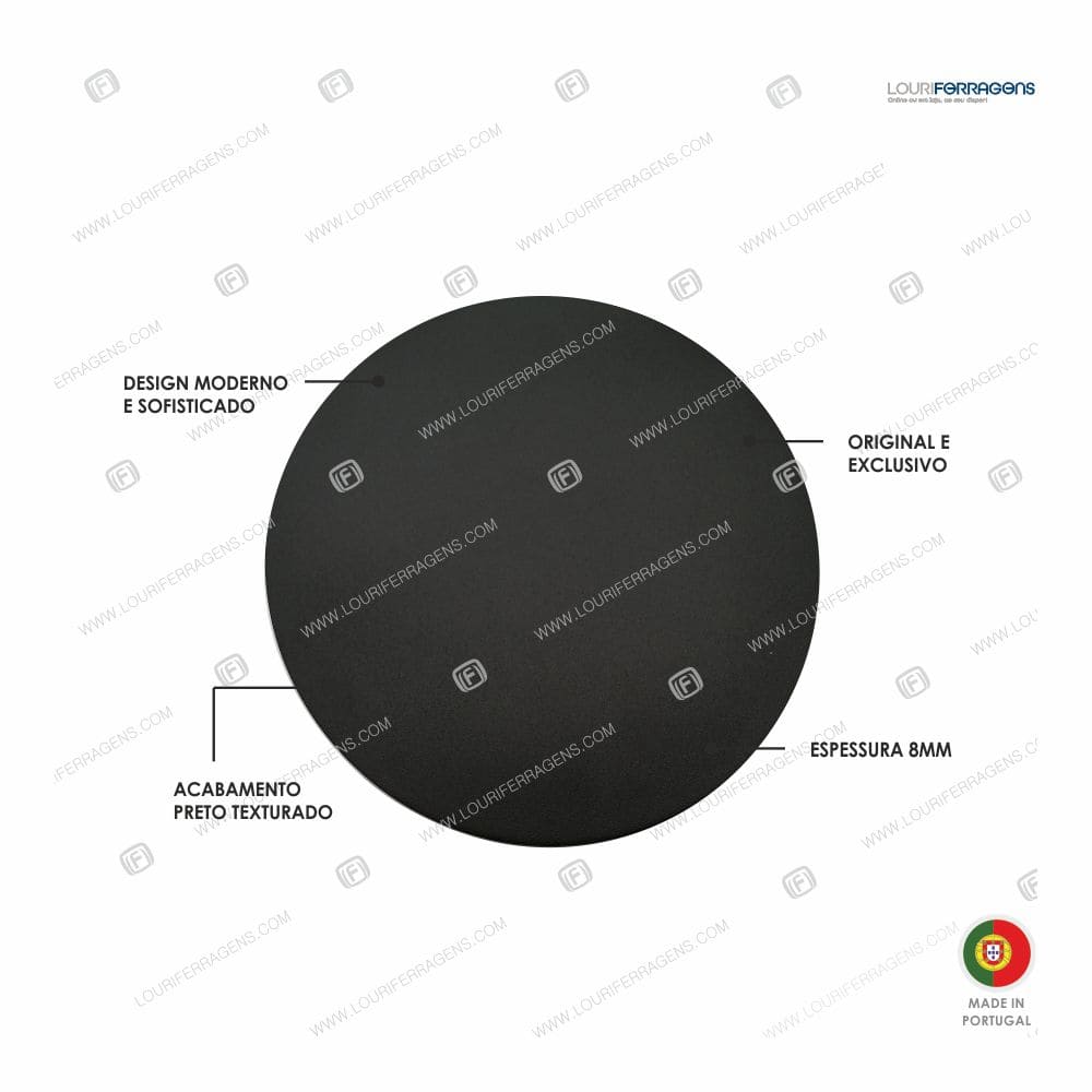Puxador-asa-porta-moderna-circular-redonda-acabamento-preto-texturado-200mm-8mm-sfera-louriferragens-1