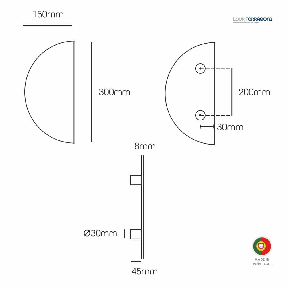 Desenho-tecnico-puxador-asa-porta-moderna-semicircular-meia-lua-acabamento-branco-300x150mm-lune-8mm-louriferragens