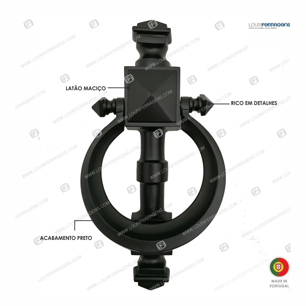 Batente Porta Rústico B335 Latão Preto Mate