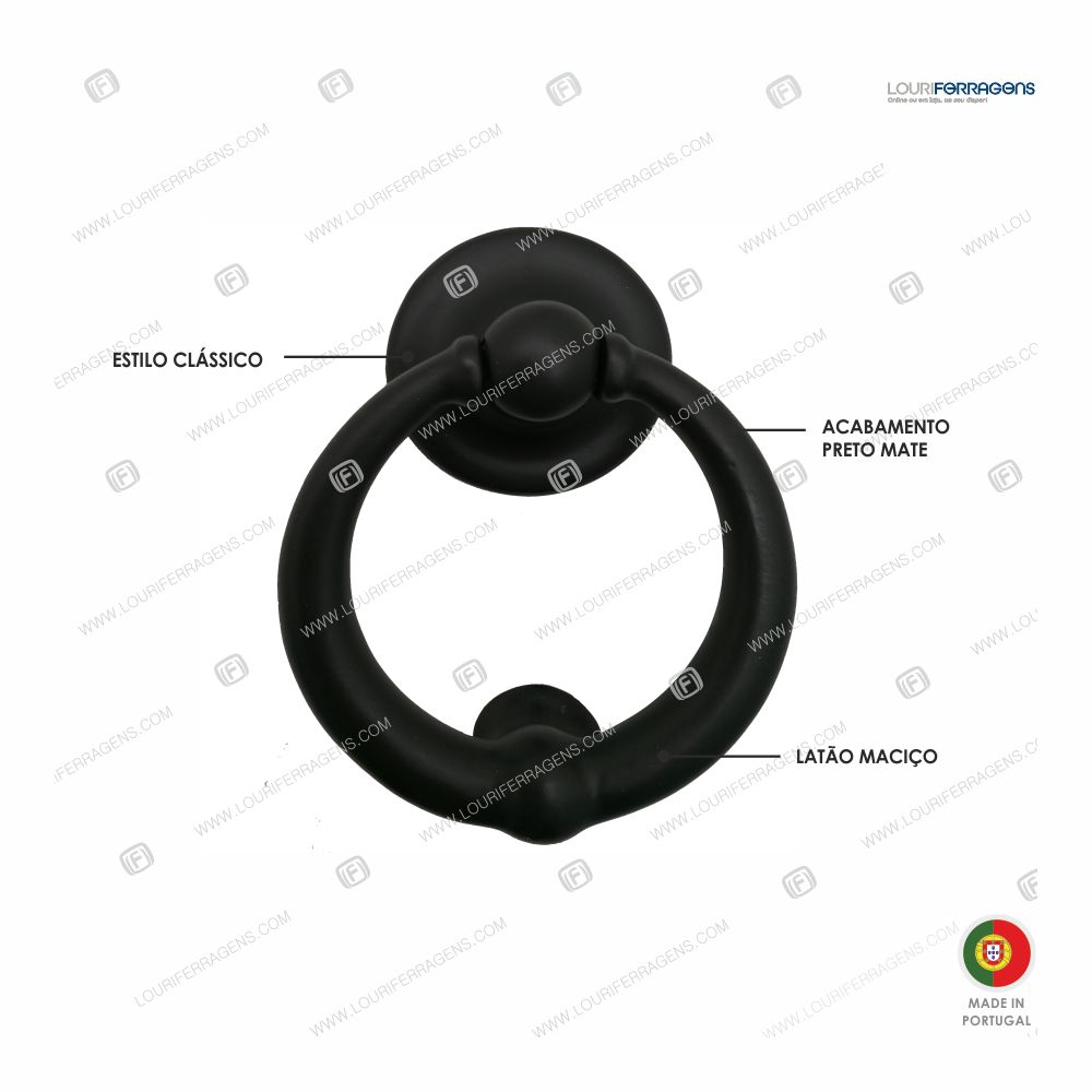 Batente Porta B1398 Latão Preto Mate