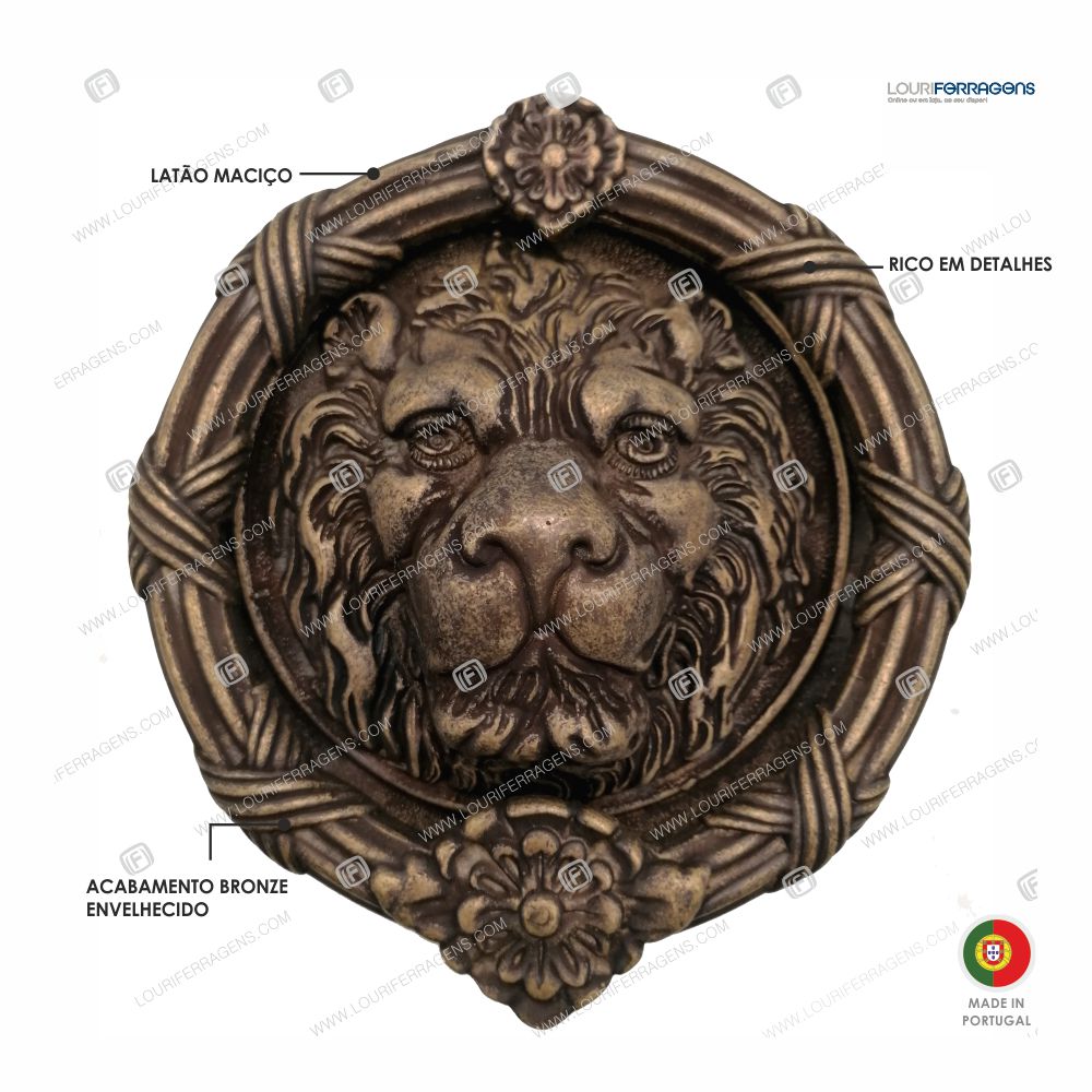 Batente Porta "Cabeça Leão" Bronze Envelhecido